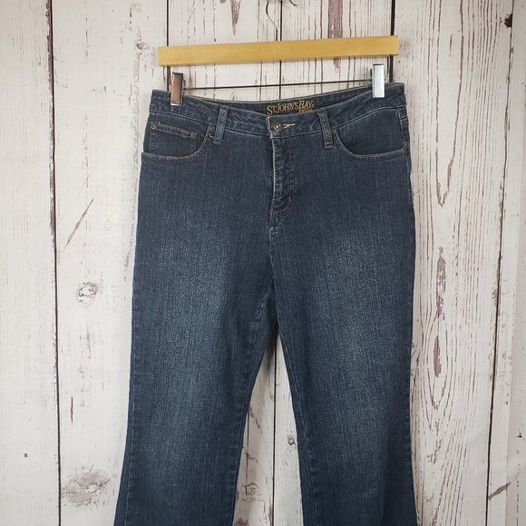 St. John's Bay Denim - St. Johns Bay Womens Bootcut Denim Jeans Size 8P Dark Wash Stretch Blue